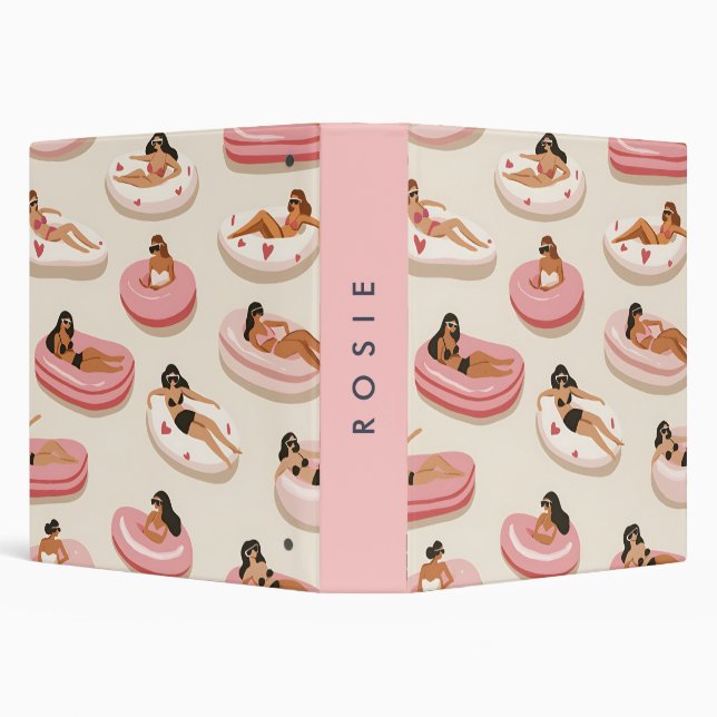 Monogram Personalized Summer Pool Float Pattern  Binder (Background)