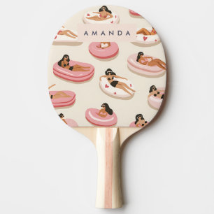 Monogram Personalized Summer Pool Float Pattern  Ping Pong Paddle
