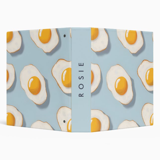 Monogram Personalized Sunny Side Up Egg Pattern Binder (Background)