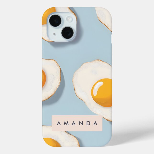 Monogram Personalized Sunny Side Up Egg Pattern Case-Mate iPhone Case (Back)