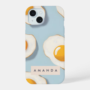 Monogram Personalized Sunny Side Up Egg Pattern iPhone 15 Case