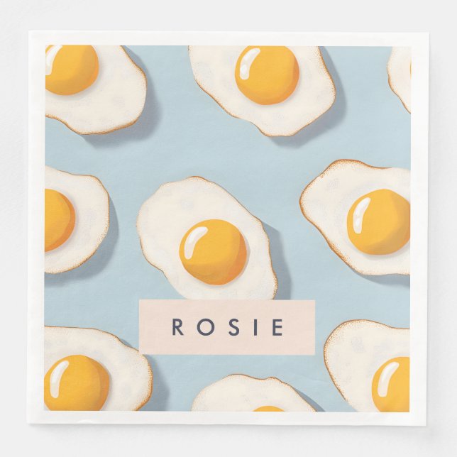Monogram Personalized Sunny Side Up Egg Pattern Napkin (Front)