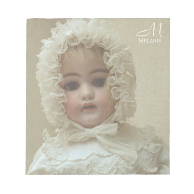 Monogram Personalized Victorian Ancient Girl Doll Notepad (Front)