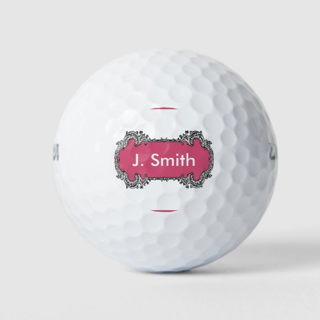 Monogram Personalized Vintage Design Golf Gift Balls (Front)