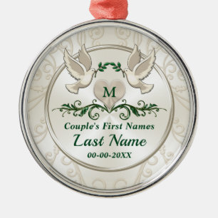 Monogram, Personalized Wedding Christmas Ornaments