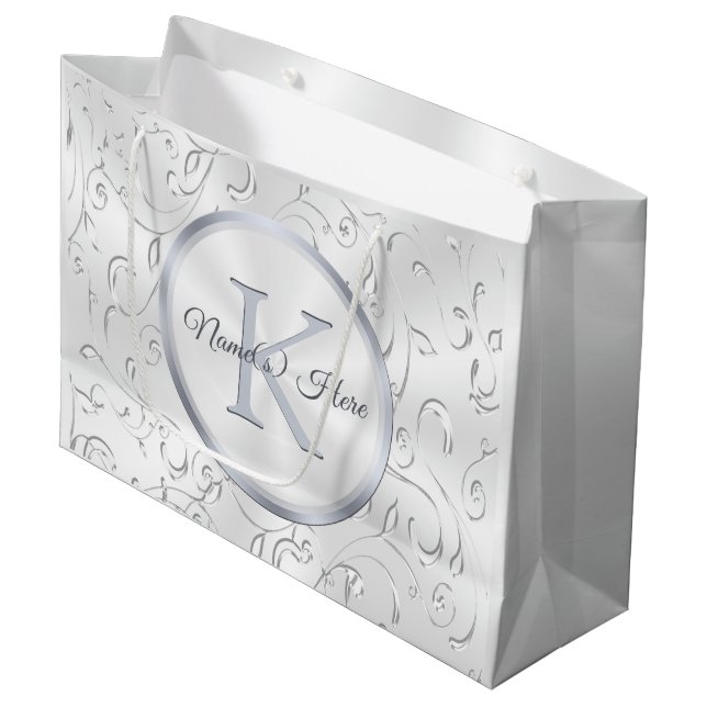 Monogram, Personalized Wedding Gift Bags, 4 Sizes Large Gift Bag (Front Angled)