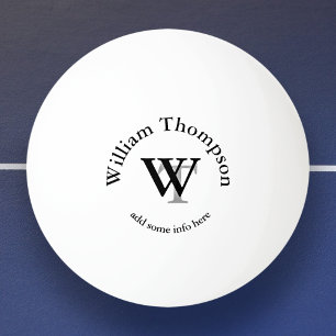 Monogram . personalized white ping pong ball