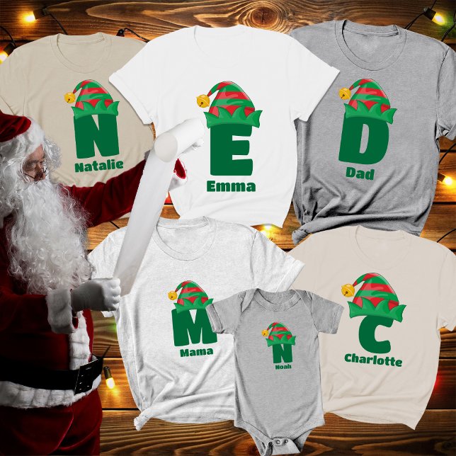 Monogram Personalized With Name Christmas T-Shirt (Creator Uploaded)