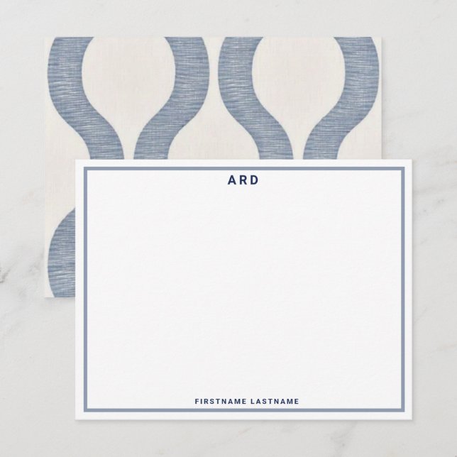 MONOGRAM PERSONNALISÉ PREPPY STATIONARY CARTE POUR (Devant / Derrière)