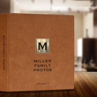 Monogram Photo Album Book Simple Sable Leather