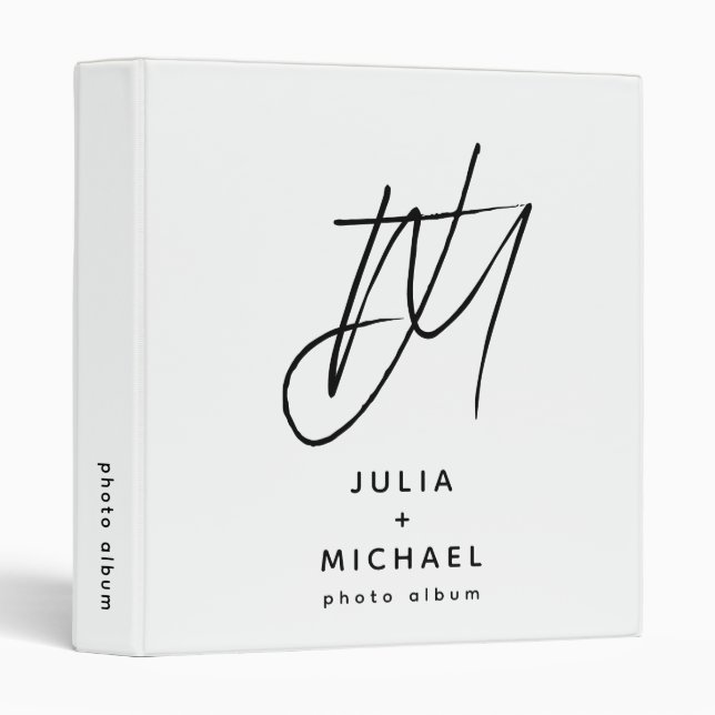 Monogram Photo Album Modern Minimalist Binder (Front/Spine)