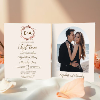 Monogram Photo Budget Wedding Invitations
