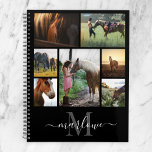 Monogram Photo Collage Black White Name Planner<br><div class="desc">Create your own photo collage planner by replacing the placeholder images with your own personal pic and add your name monogram to the calligraphy script templates. Add seven of your favourite photos of you and your pet horse. A unique, typography themed custom monogrammed back to school planner with a personal...</div>