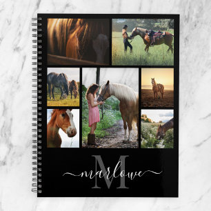 Monogram Photo Collage Black White Name Planner