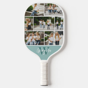 Monogram Photo Collage Custom Colour Pickleball Paddle