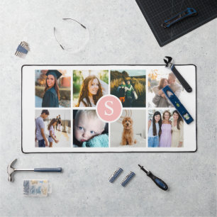 Monogram Photo Collage Desk Mat