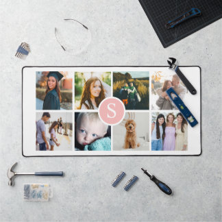 Monogram Photo Collage Desk Mat
