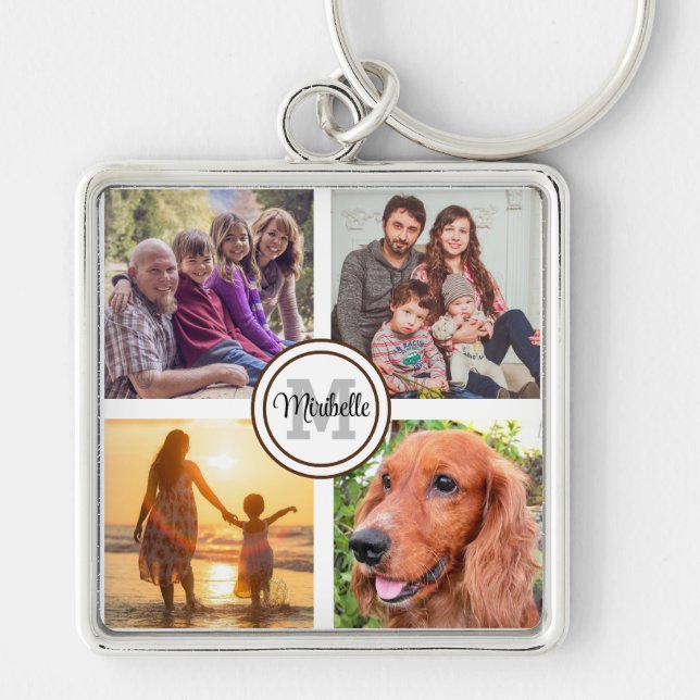 Monogram photo collage family keychain (Front)