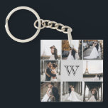 Monogram Photo Collage Grey Keychain<br><div class="desc">Get this monogrammed keychain with 8 of your favourite photos on it. It has a place for you to add your initial. This is great for wedding photos,  baby photos,  and family photos.</div>