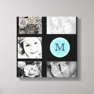 Monogram Photo Collage Wrapped Canvas