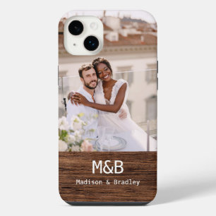 Monogram Photo Couple Wood Personalized Name iPhone 14 Plus Case