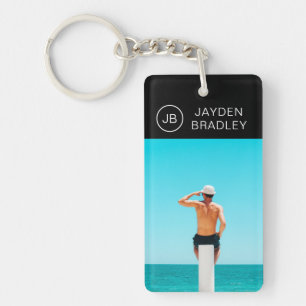 Monogram Photo Custom Photo Personalized Name Keychain