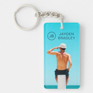 Monogram Photo Custom Photo Personalized Name Keychain