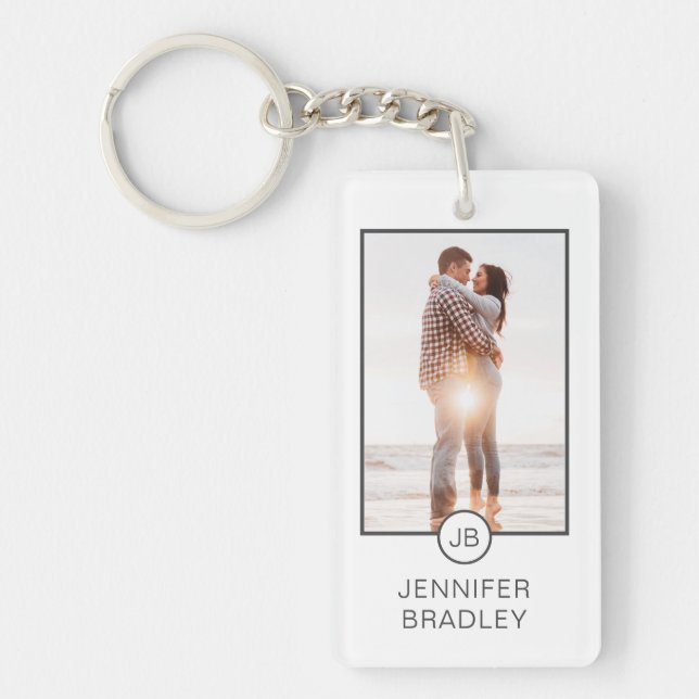 Monogram Photo Custom Photo Personalized Name Keychain (Front)