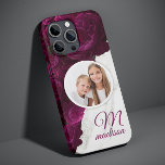 Monogram Photo Modern Floral Marble Custom Name Case-Mate iPhone 14 Case<br><div class="desc">Monogram Photo Modern Floral Marble Custom Name iPhone Phone Cases features your favourite photo on a marble and purple flower background. Personalize with your custom monogram and name by editing the text in the text box provided. Designed by ©Evco Studio www.zazzle.com/store/evcostudio</div>