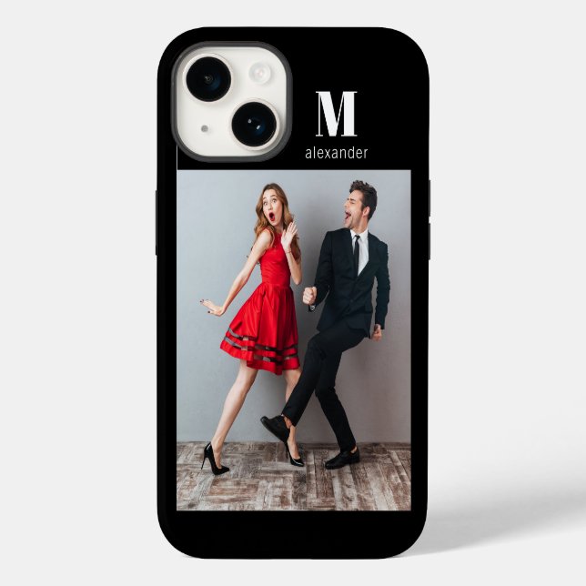 Monogram Photo Modern Personalized Name  Case-Mate iPhone Case (Back)