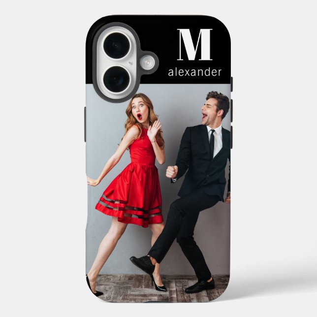 Monogram Photo Modern Personalized Name  Case-Mate iPhone Case (Back)