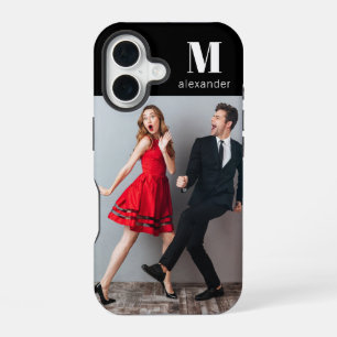 Monogram Photo Modern Personalized Name iPhone 16 Case