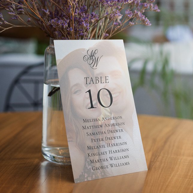 Monogram Photo Overlay Wedding Seating Table Number (Creator Uploaded)