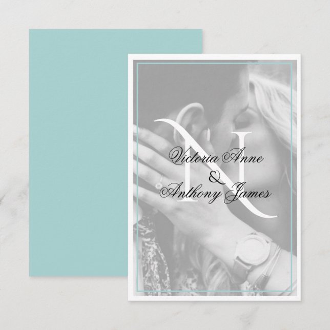 Monogram Photo Script Wedding Thank You Card (Front/Back)