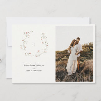 Monogram Photo Watercolor Wedding Invitation