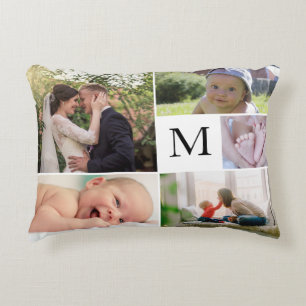 Monogram Photography family collage Accent Pillow