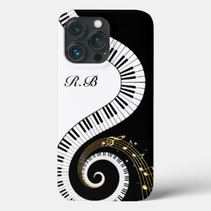 Monogram Piano Keys and Musical Notes iPhone 13 Pro Case