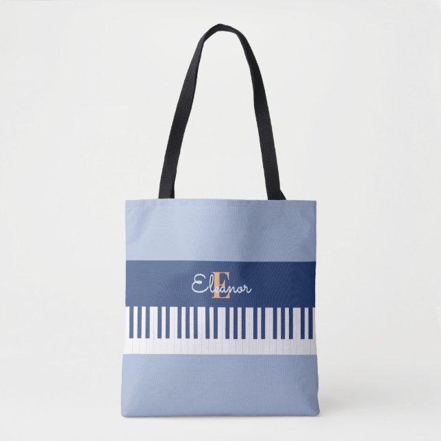 Monogram Piano Keys Musical Keyboard Music Lover Tote Bag (Front)