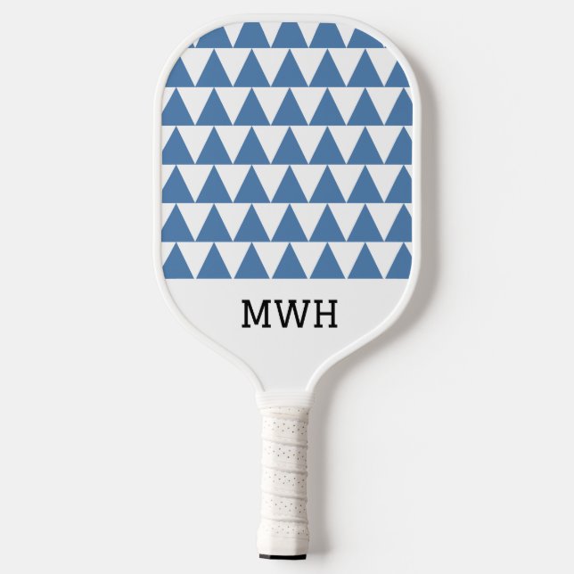 Monogram Pickleball Paddle – Grey Blue Triangle (Back)