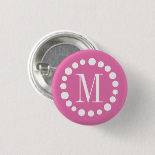 Monogram Pink 1 Inch Round Button