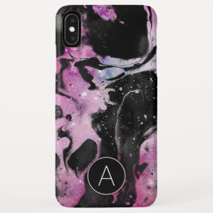 Monogram Pink and Black Marble Swirl Galaxy iPhone XS Max Case