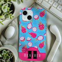 Monogram Pink and Blue Dragon Fruit Pattern Custom