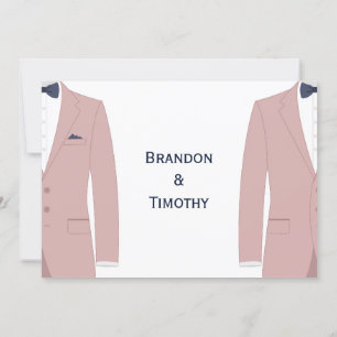 Monogram Pink And Blue Gay Wedding RSVP Card