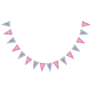 Monogram Pink And Blue Seahorse Under The Sea Bunting Flags