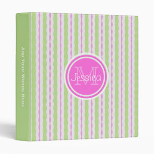 Monogram: Pink And Green Striped Binder 3