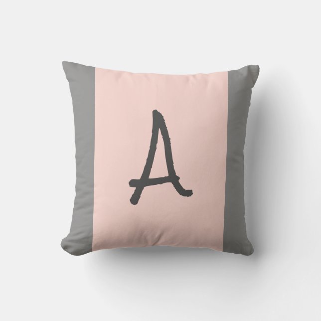 Monogram Pink and Grey Accent Pillow (Front)