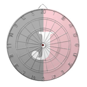 Monogram Pink and Grey Striped Dartboard