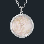 Monogram Pink and White Marble Swirl Gold Glitter Silver Plated Necklace<br><div class="desc">Monogrammed Personalized pink and white marble swirl pattern with gold glitter silver plated necklace</div>