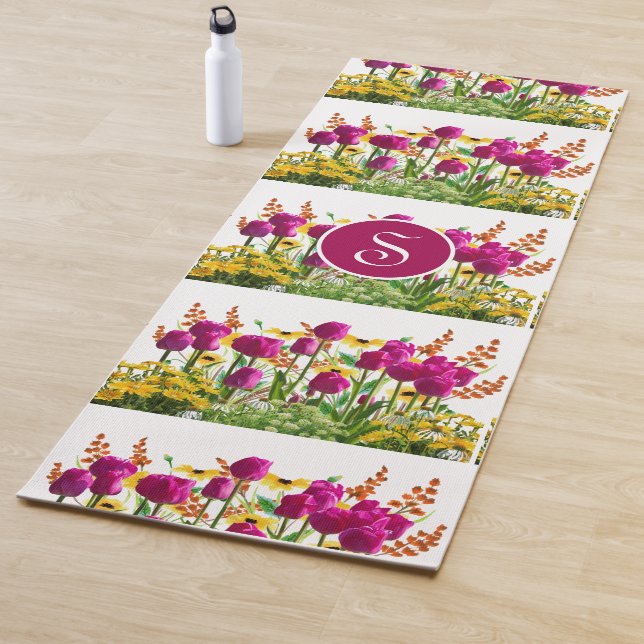 Monogram Pink and Yellow Floral Yoga Mat (In Situ)
