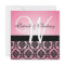 Monogram Pink & Black Damask Wedding Invitations